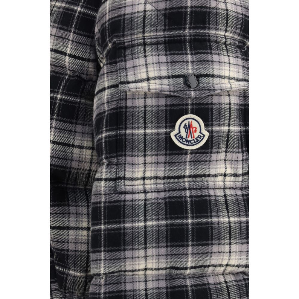 Moncler Men's Down Goose Cotton Flannel & Nylon Hooded Puffer Jacket - Black Checked