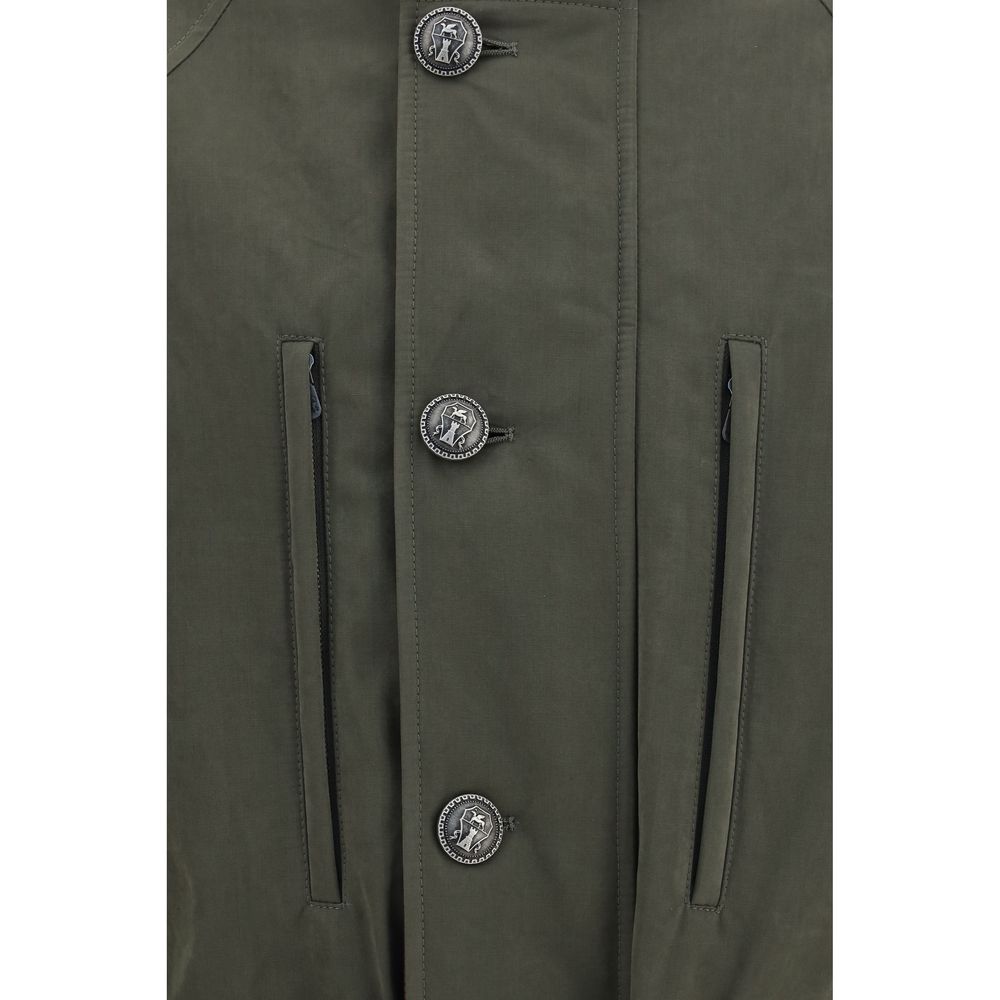 Overcoat by Brunello Cucinelli for men in bicolour showcases a enveloping silhouette, detailed with distinctive water-resistant & pockets and a enveloping .