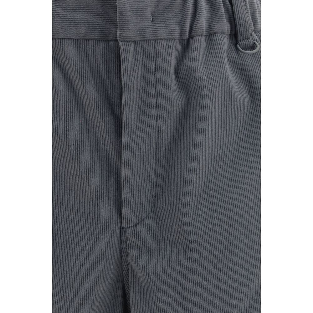 LAMINAR Men's Regular Fit Wide Polyester Corduroy Casual Pants - Gray