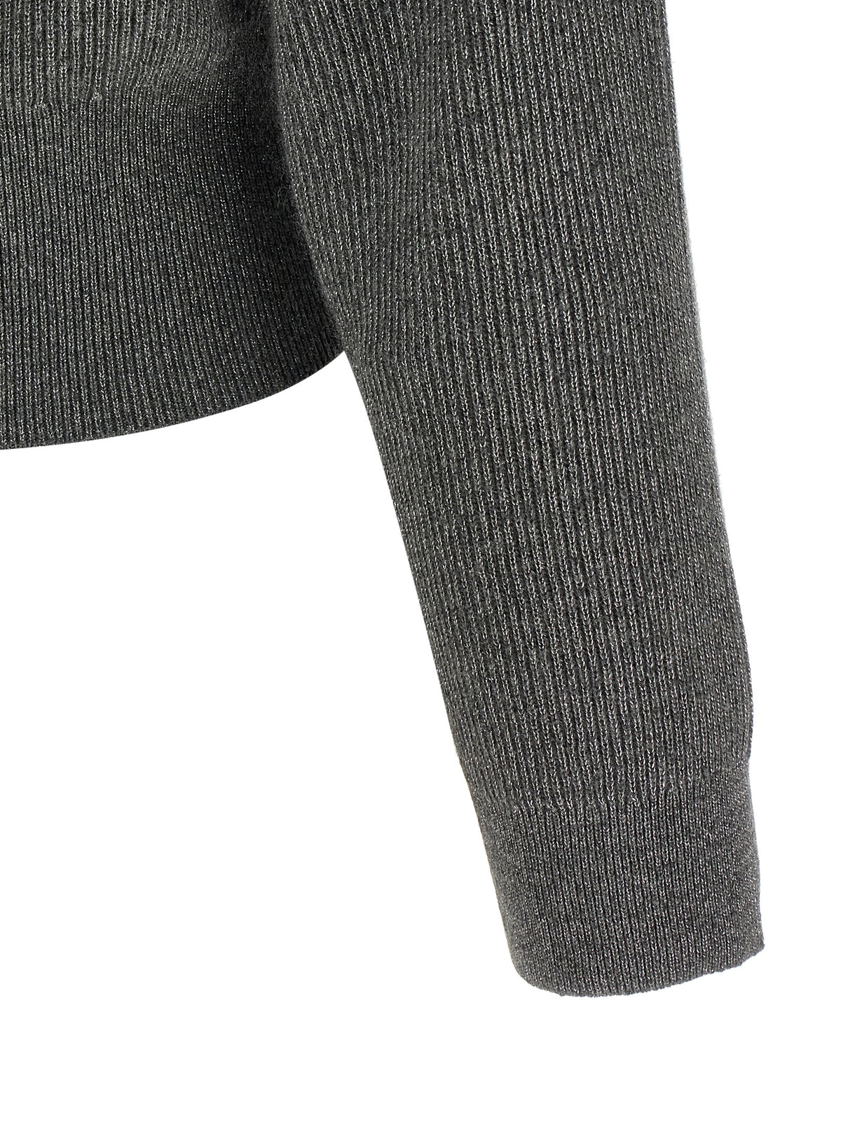 Brunello Cucinelli Women's Crop Top Cropped Cashmere Leather Viscose & Metallized Fiber Cardigan - Dark Gray Gray