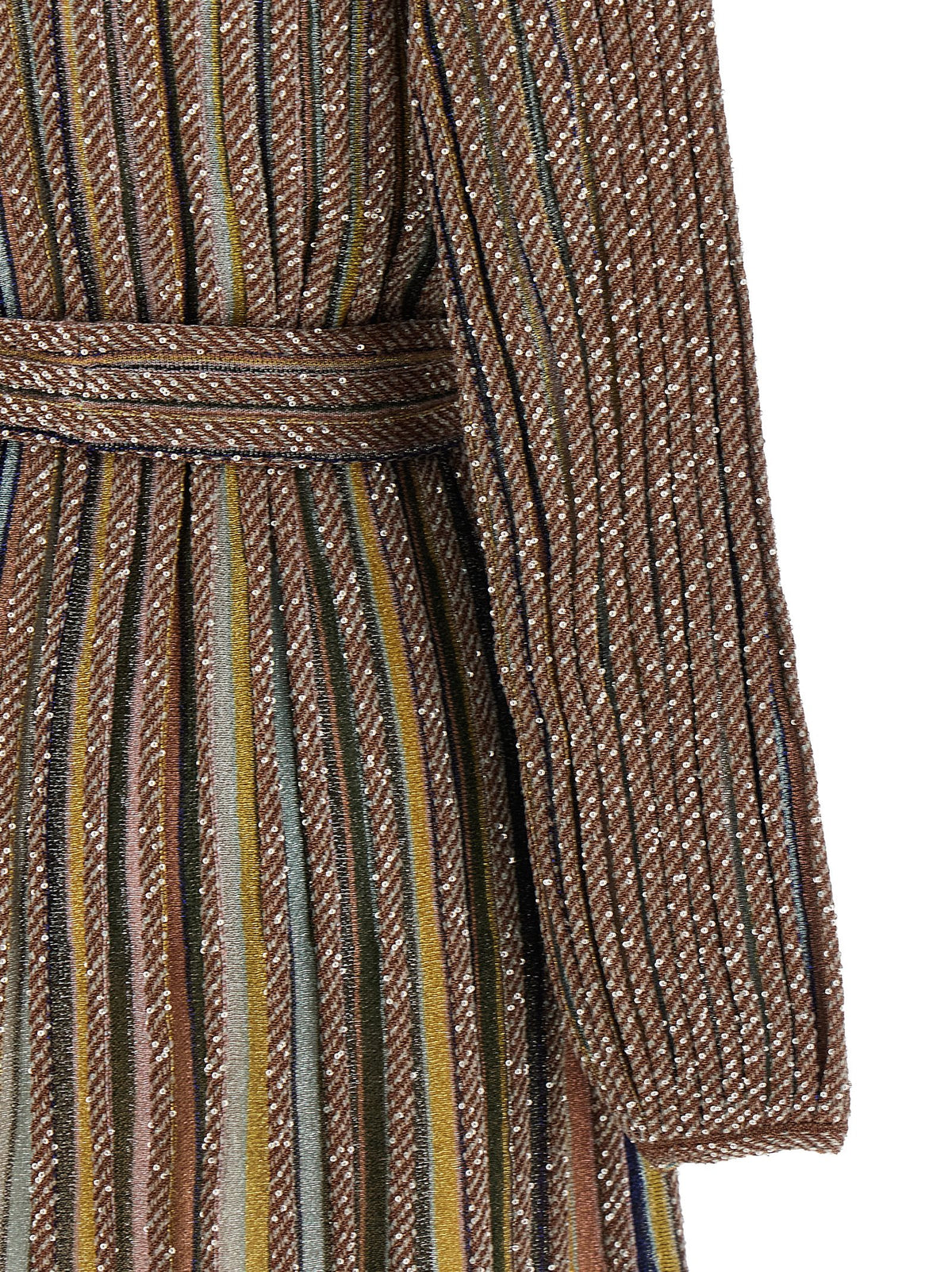 Missoni Women's Round Neck Metallized Fiber Polyamide & Viscose Short Mini Dress - Multicolor Patterned Striped