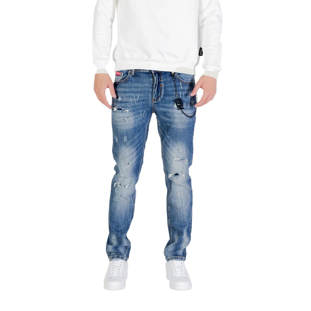 Jeans by Icon for men in stretch denim cotton blue features an refined tailoring silhouette, showcasing a premium skinny & slim with a and long cut for a refined tailoring look.