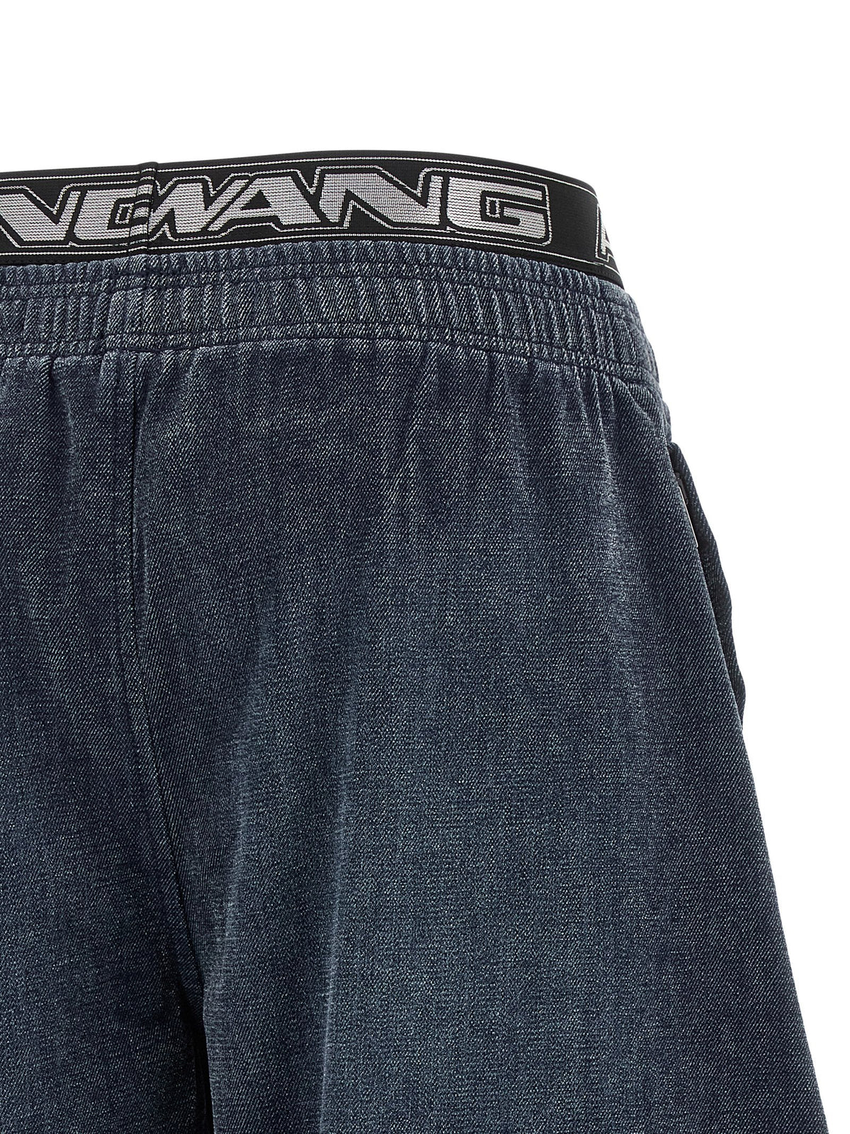Alexander Wang Women's Wide Denim Cotton Casual Pants - Black Jacquard Signature