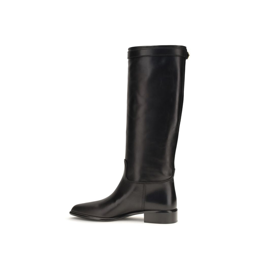 Prada Women's Bos Taurus Calf Leather Ankle Boots - Black