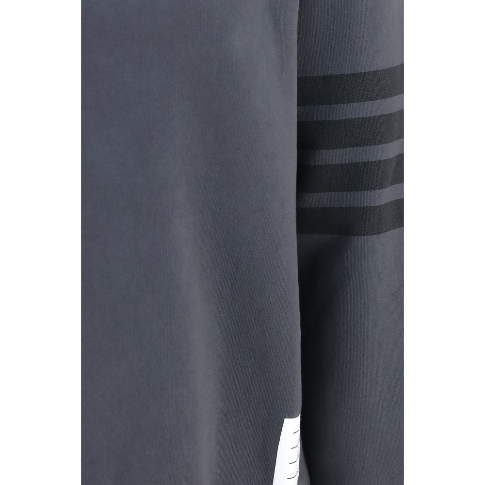 Thom Browne Men's Regular Fit Crew Neck Cotton Sweatshirt - Gray White Signature