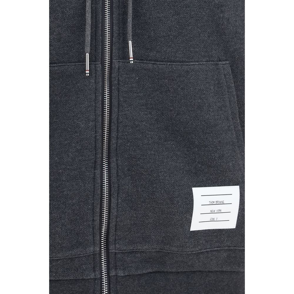 Thom Browne Men's Regular Fit Brass & Cotton Sweatshirt Hoodie - Gray Signature Striped