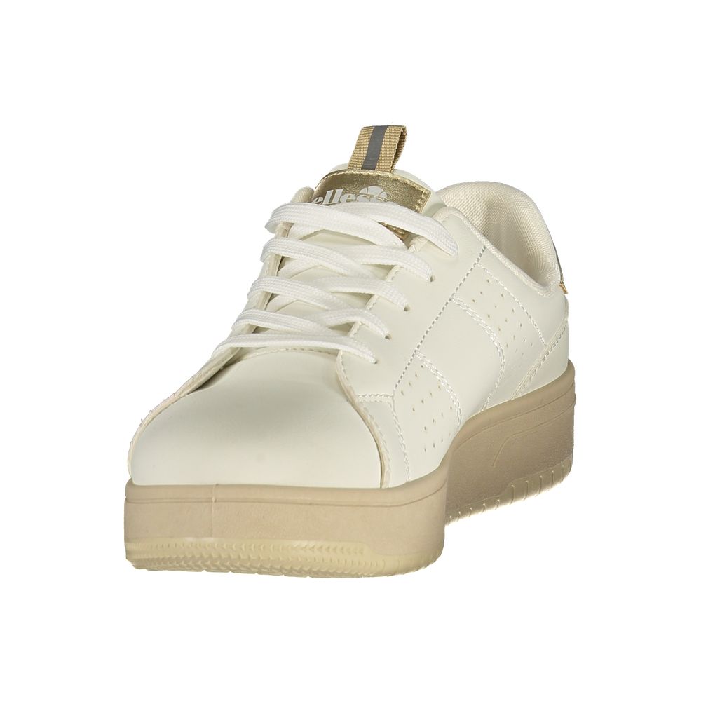 Athletic Sneakers by Ellesse for women in polyester & polyurethane gold, white & signature features an timeless silhouette from the Women's Low Top Polyester & Polyurethane Athletic Sneakers collection, showcasing a timeless low-top style for a timeless look.