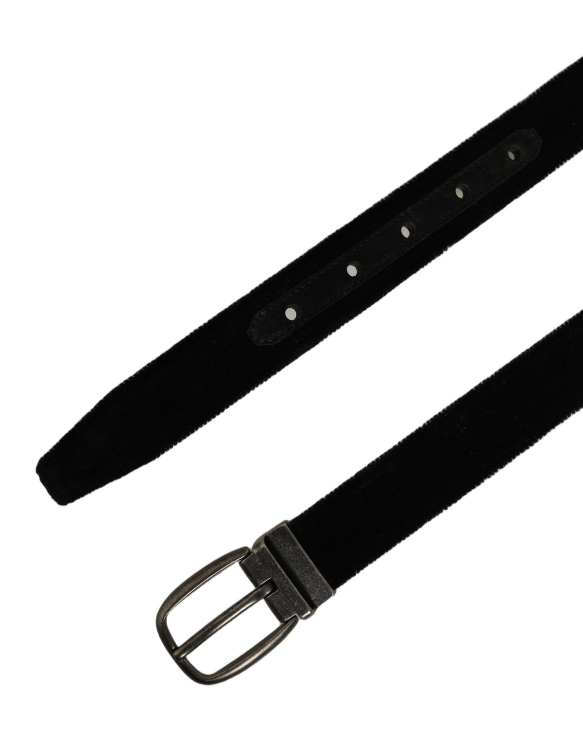 Dolce & Gabbana Calf Leather & Cotton Belt - Black Silver