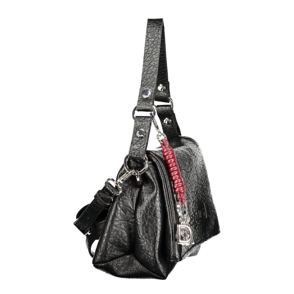 Handbag by Desigual for women in polyurethane black features a refined silhouette, showcasing a secure zipper & magnetic, organized built-in-compartments, and versatile shoulder-strap for a refined finish.