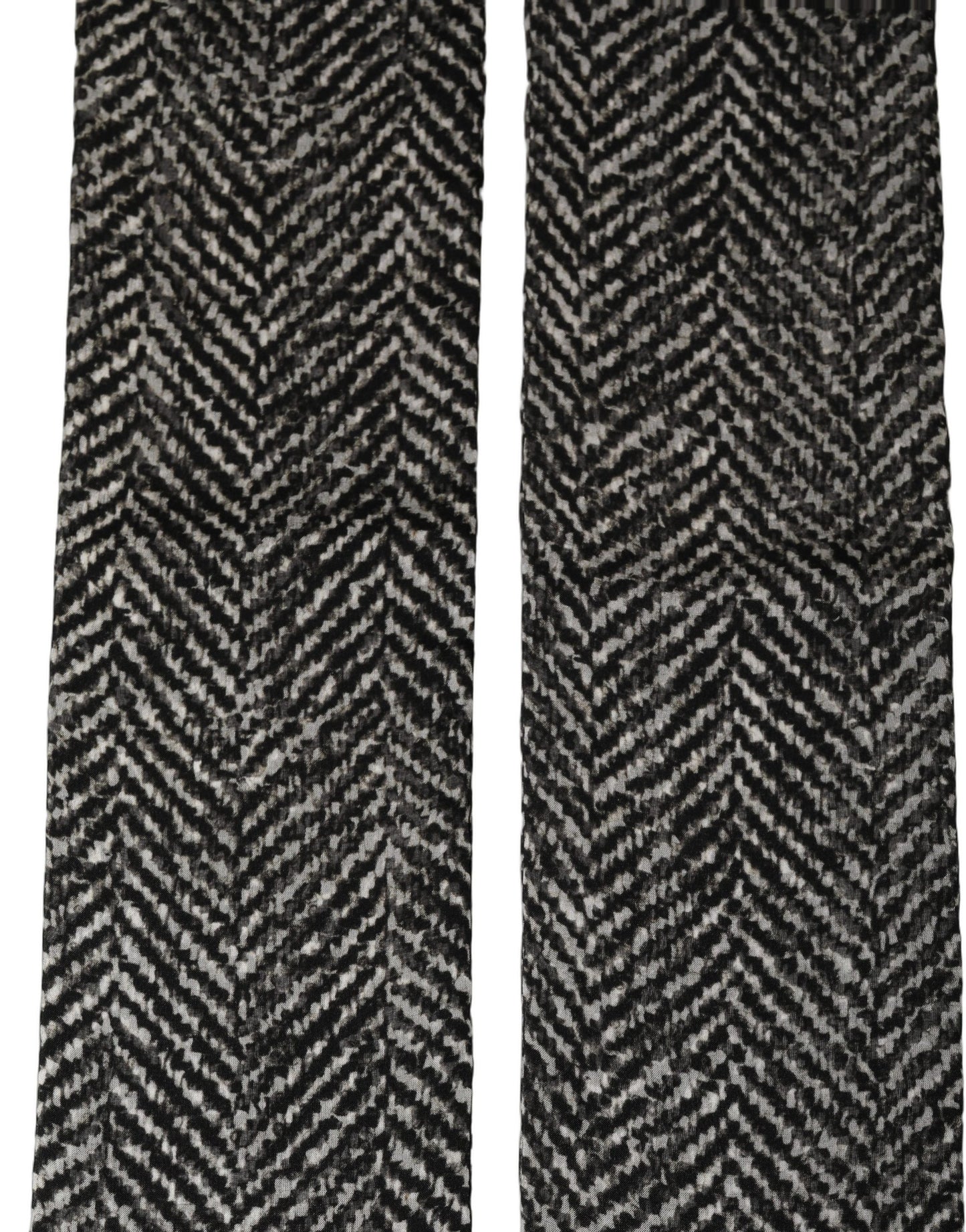 Dolce & Gabbana Black White Herringbone Tweed Shawl Scarf