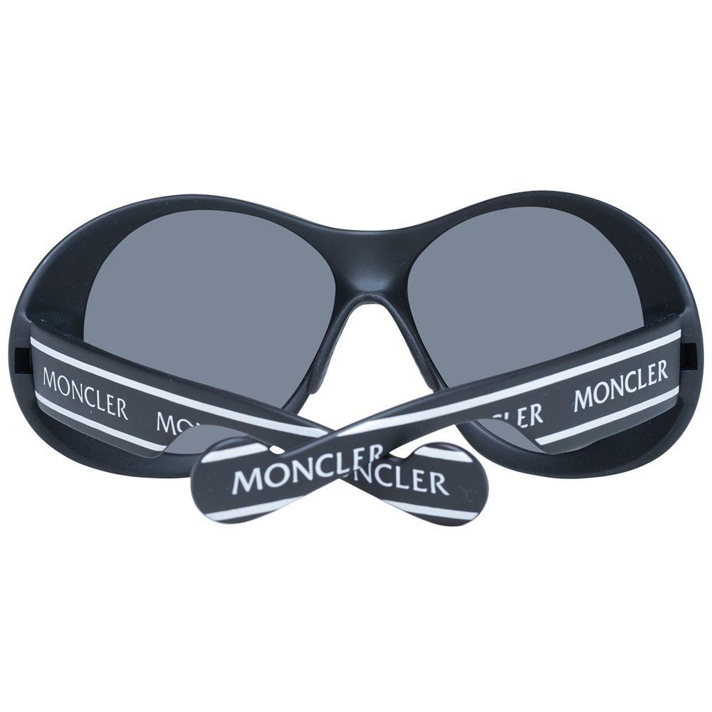 Sunglasses by Moncler for unisex in and black presents a enviable silhouette, featuring black coloured frame and full-rim round frame design with non-polarized category-3-dark-tint lens for a enviable look.