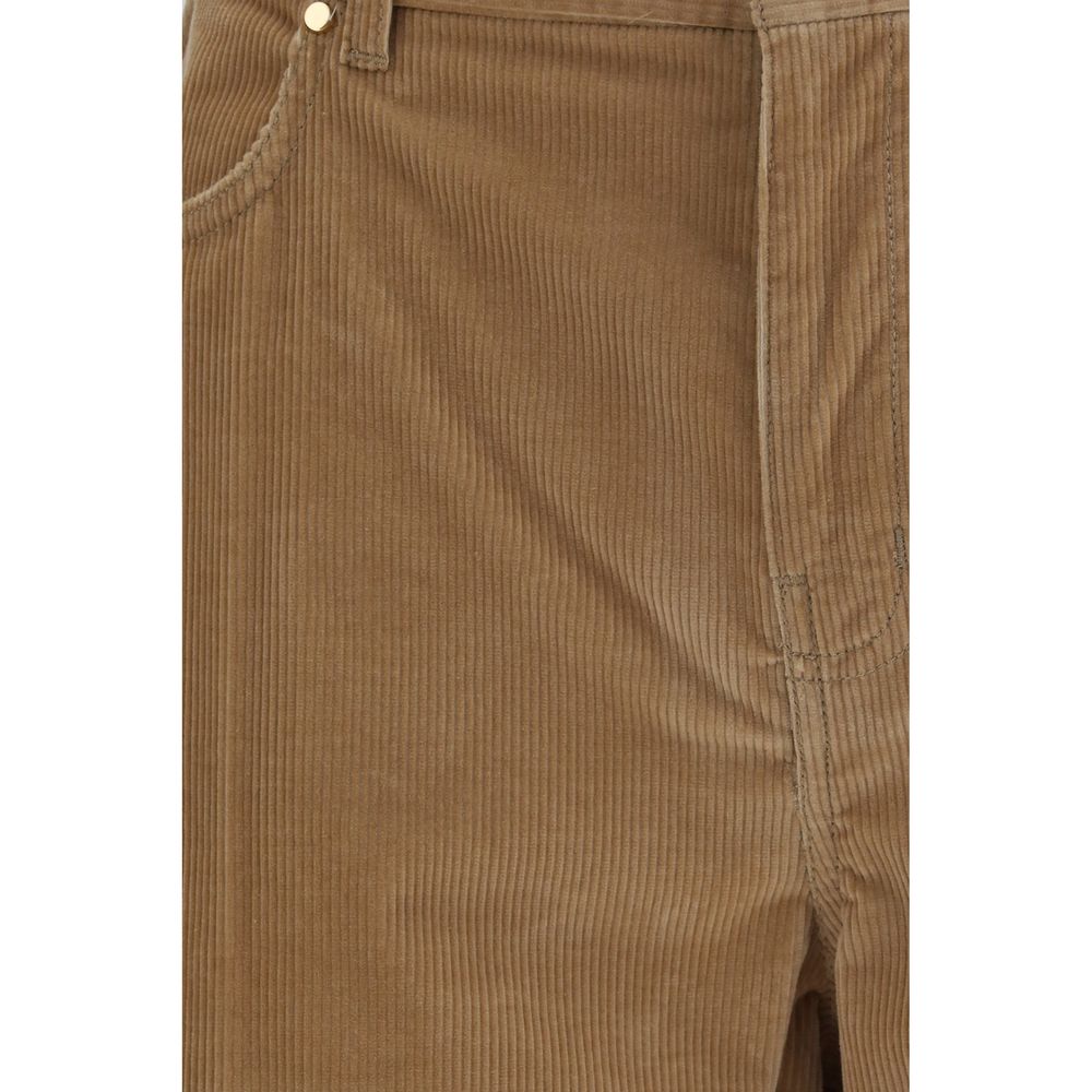 Palazzo Pants by Max Mara for women in corduroy cotton & elastane brown presents a tailored silhouette, showcasing a tailored regular-fit & wide and long cut with a refined for a truly tailored aesthetic.