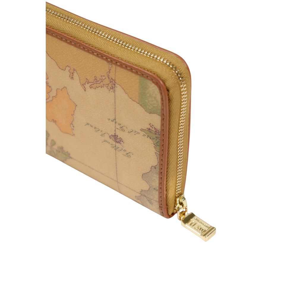 Alviero Martini Prima Classe Polyurethane Leather Wallet - Beige Gold Print