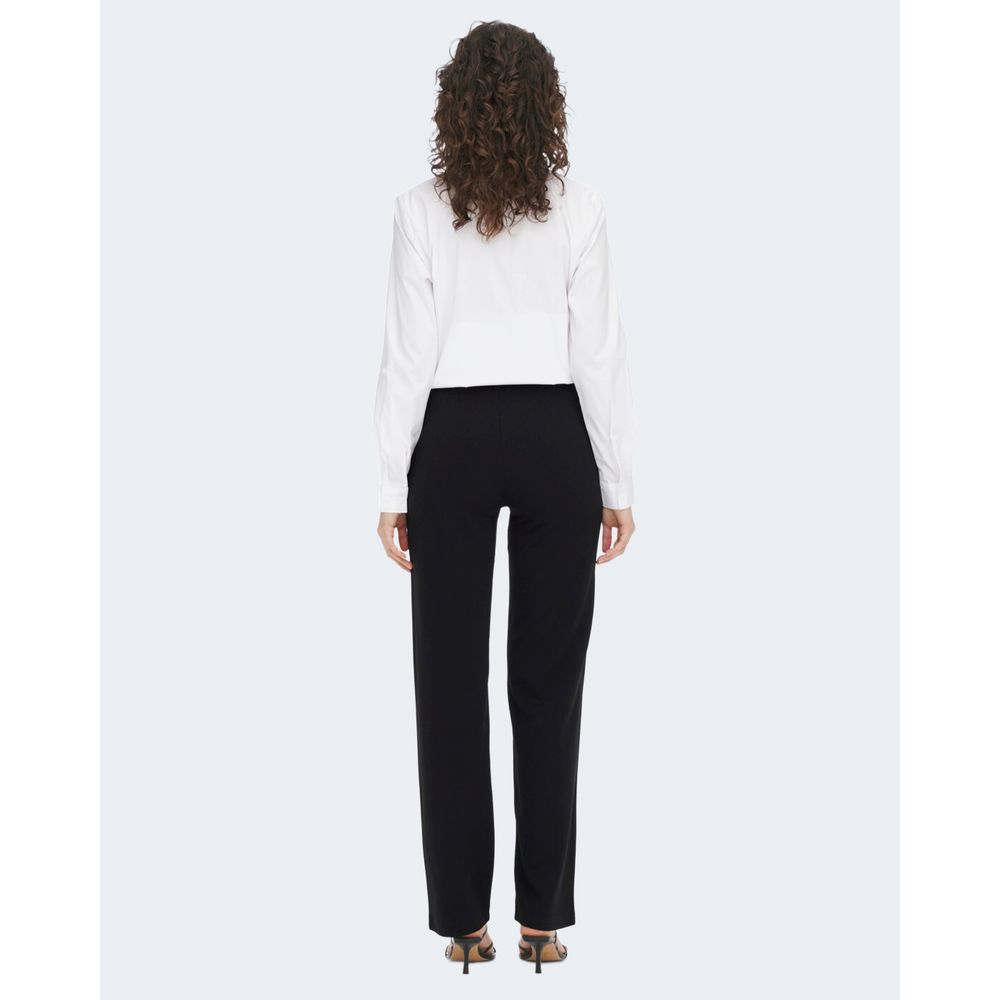 Jacqueline De Yong Women's Straight Cigarette Stretch Polyester Trousers - Black