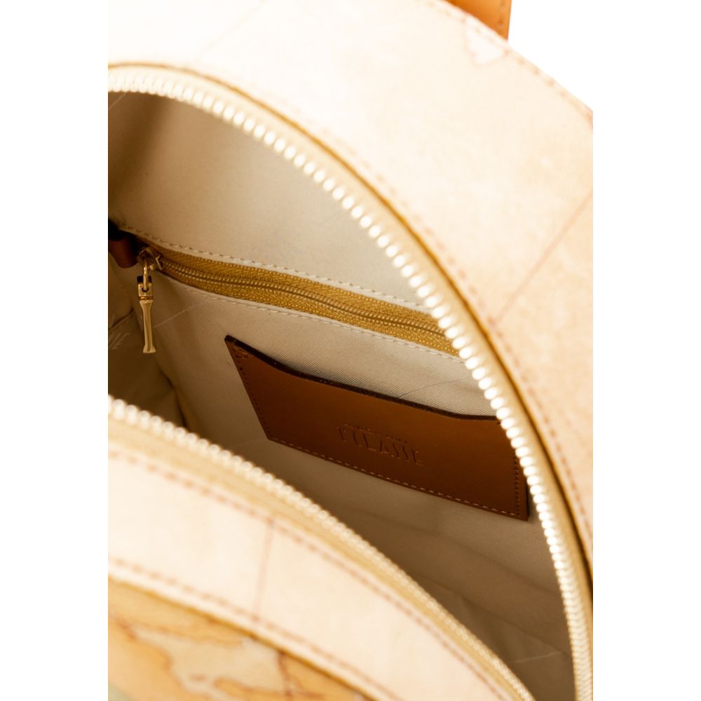 Alviero Martini Prima Classe City Polyester Leather & Cotton Travel Backpack - Beige Gold Print