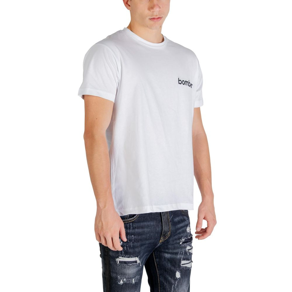 Activewear T-Shirt by The Bomber for men in cotton white presents a kinetic silhouette, showcasing the kinetic and alongside functional for a premium, athletic look.