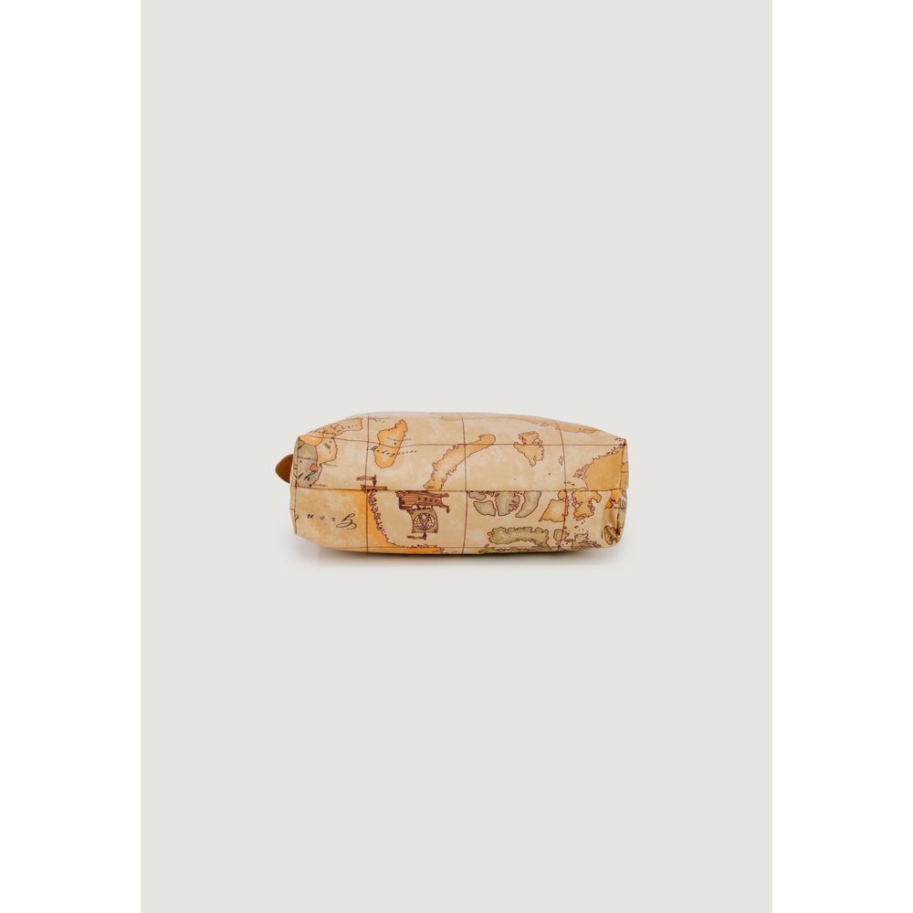 Alviero Martini Prima Classe Polyester Polyurethane Leather & Cotton Quilted Pouch Clutch Handbag - Beige Print