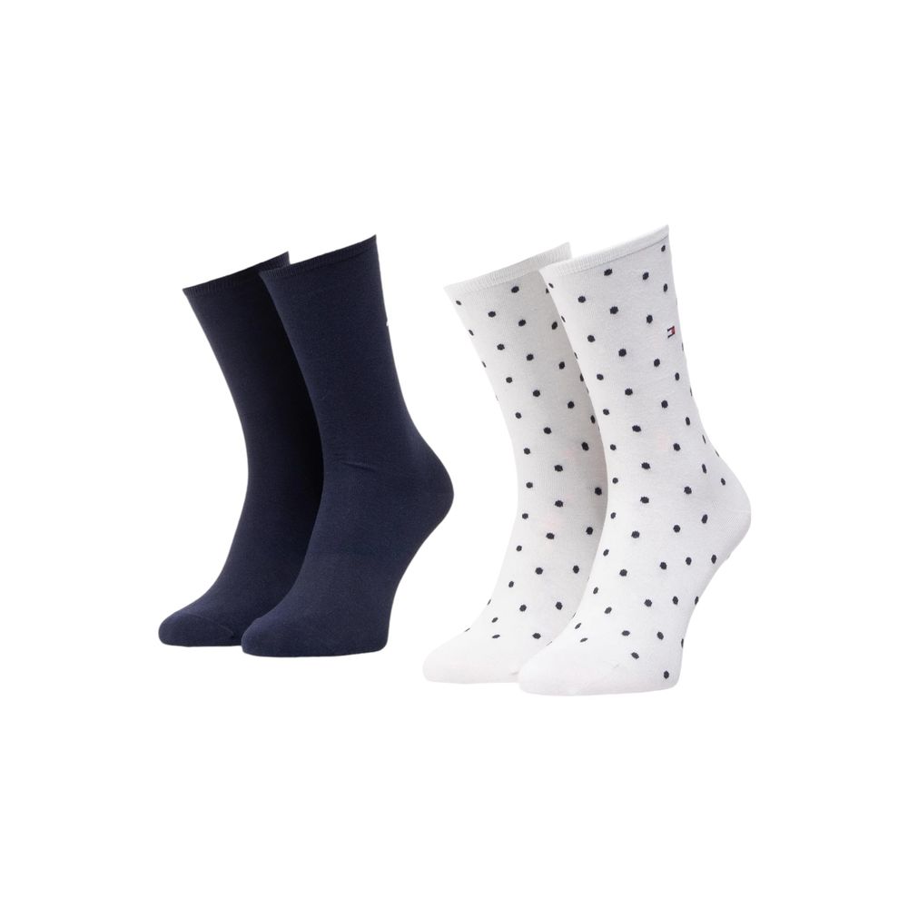 Tommy Hilfiger Women's Stretch Cotton & Polyamide Socks - White Patterned