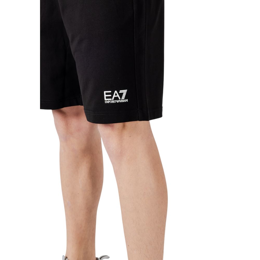 Bermuda Shorts by EA7 Emporio Armani for men in cotton black showcases a on trend silhouette, featuring a tailored athletic with a classic long short and sophisticated for a on trend finish.