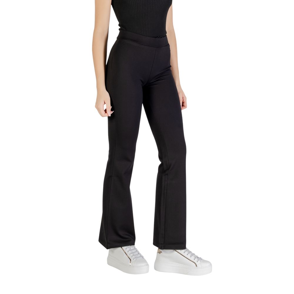 Jacqueline De Yong Women's Flared Cigarette Stretch Viscose & Nylon Trousers - Black