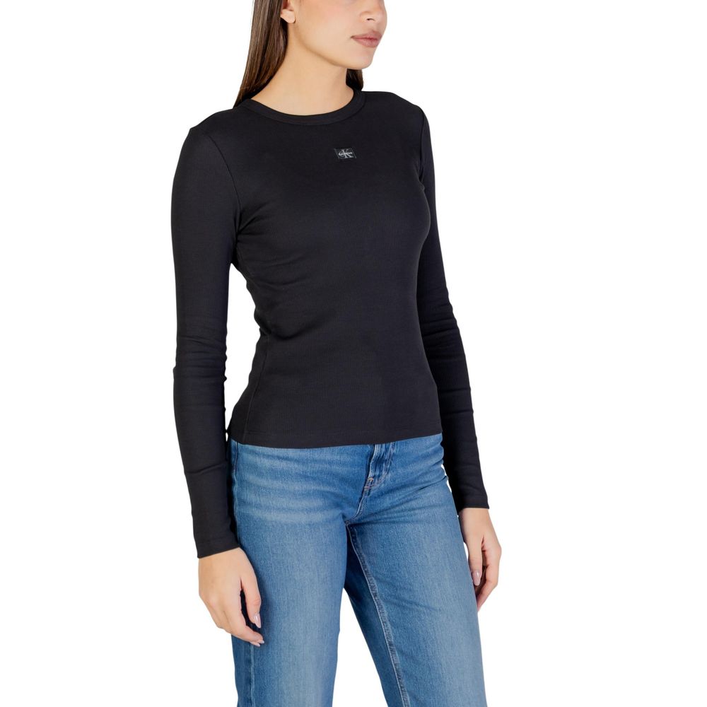 Calvin Klein Jeans Women's Long-Sleeve Stretch Cotton T-Shirt - Black