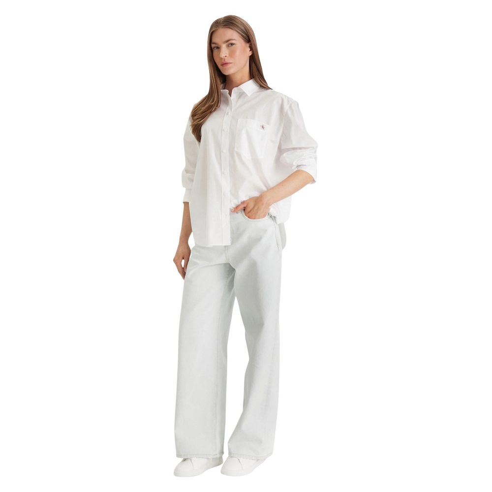 Calvin Klein Jeans Women's Straight Relaxed Fit Cotton Blouse - White