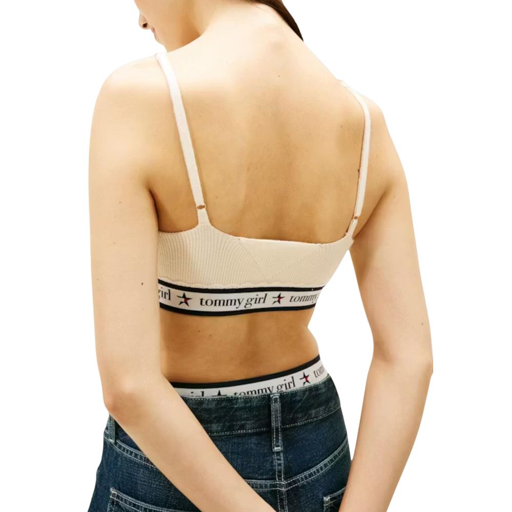 Tommy Hilfiger Jeans Women's Polyamide Wool Activewear T-Shirt - Cream