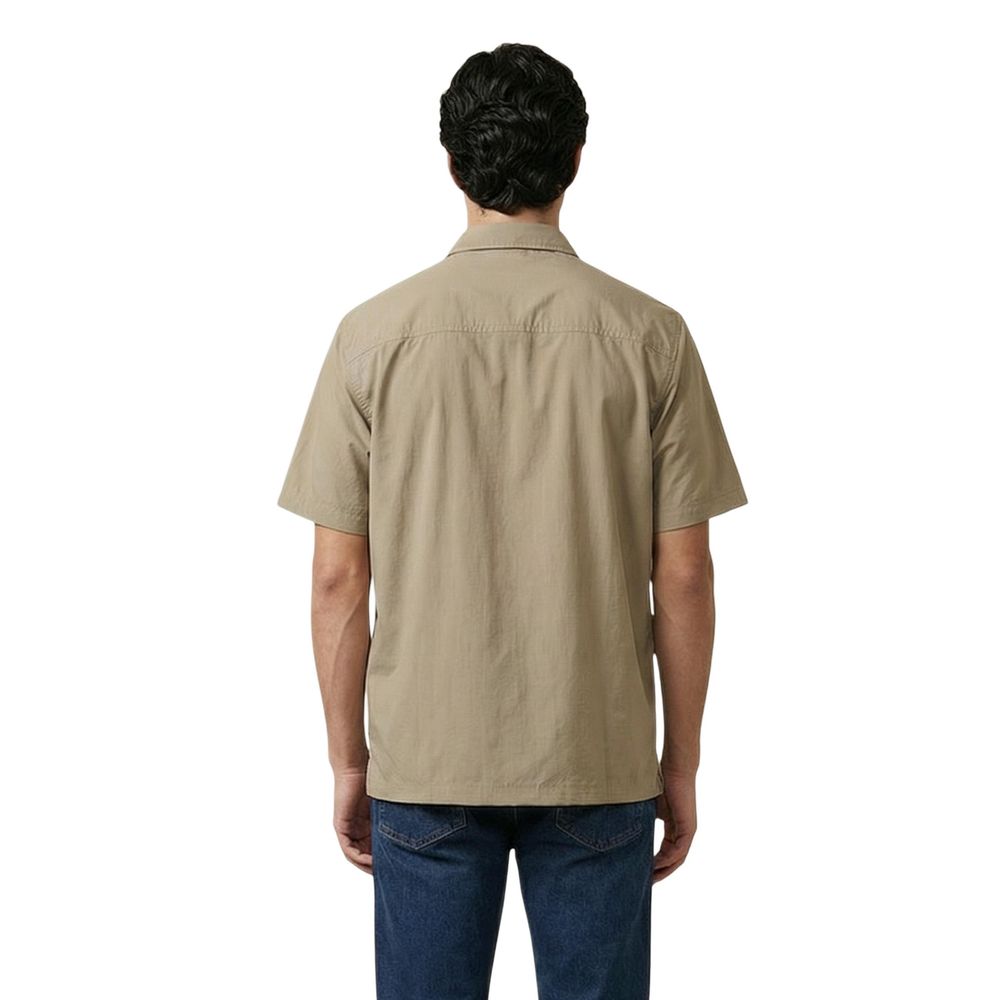 Armani Exchange Men's Regular Fit Short-Sleeve Cotton Shirt - Beige