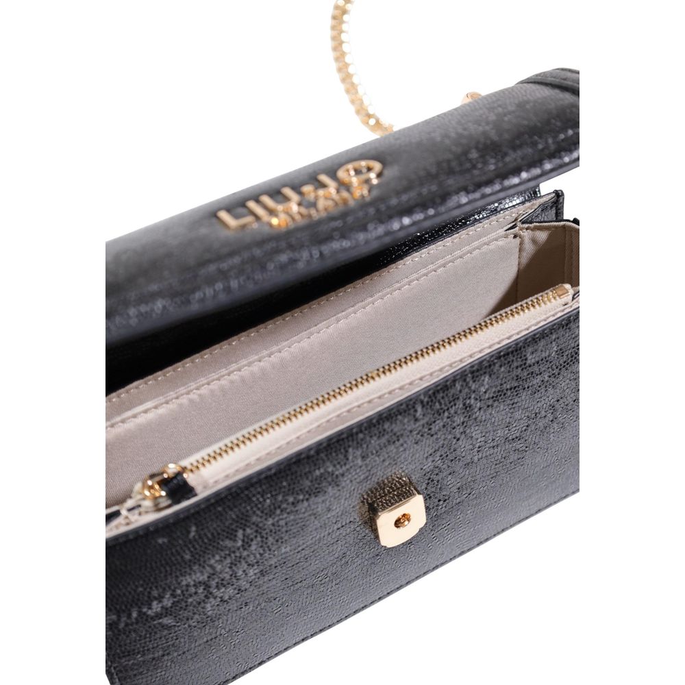 Liu Jo Polyethylene & Polyurethane Small Crossbody Flap Handbag - Black Gold