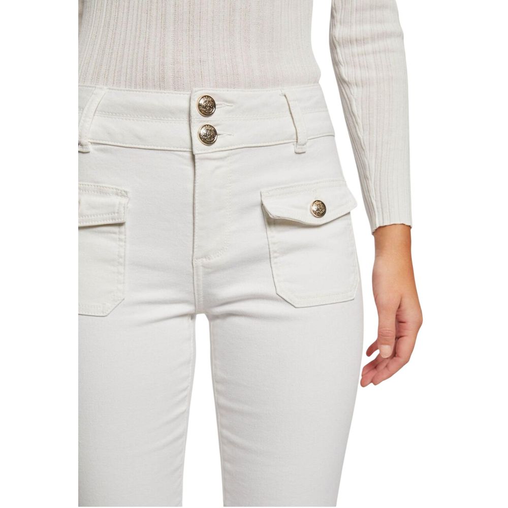 Jeans by Morgan De Toi for women in stretch denim cotton polyester beige presents a tailored silhouette, showcasing a tailored skinny & slim and long cut with a refined high rise for a truly tailored aesthetic.