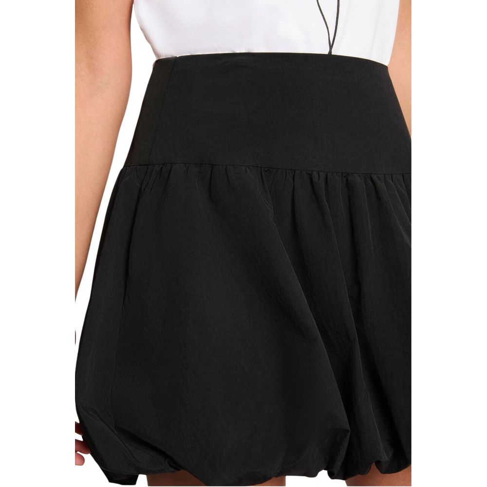 Morgan De Toi Women's Gathered Flared High Rise Polyamide & Polyester Mini Skirt - Black