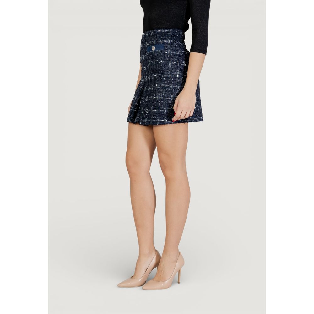 Morgan De Toi Women's Polyester Tweed Short Mini Skirt - Blue Patterned