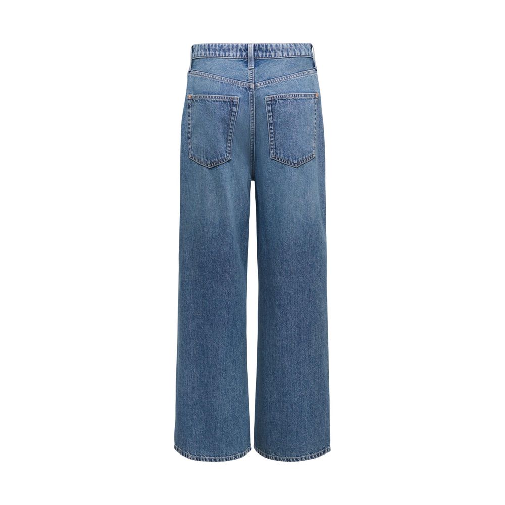 Only City Women's Relaxed Fit Wide High Rise Lyocell & Denim Cotton Jeans - Blue