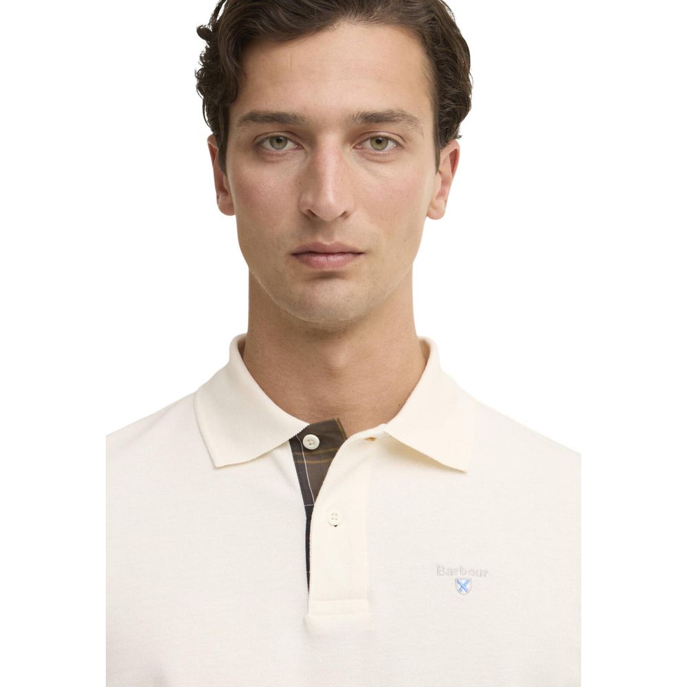 Barbour Men's Regular Fit Cotton Polo Shirt - Cream Tartan