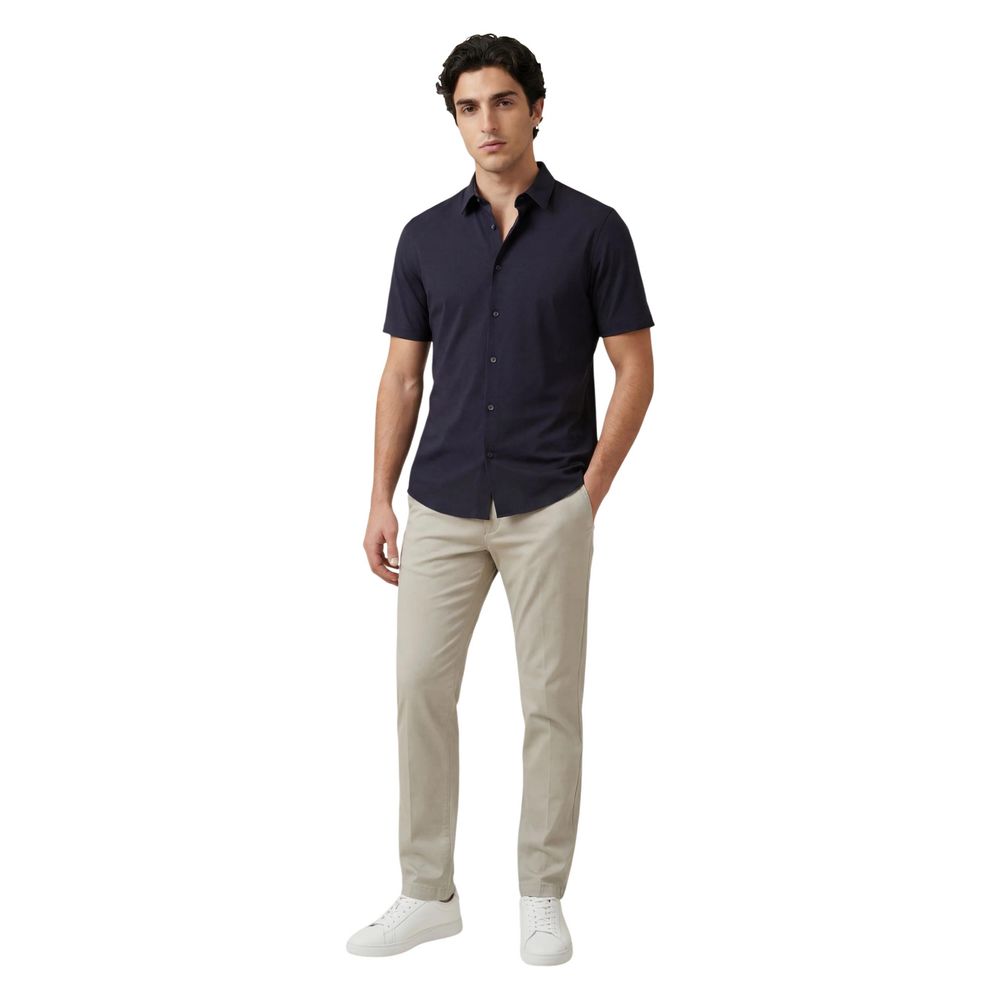Armani Exchange Men's Slim Short-Sleeve Stretch Polyamide Shirt - Blue