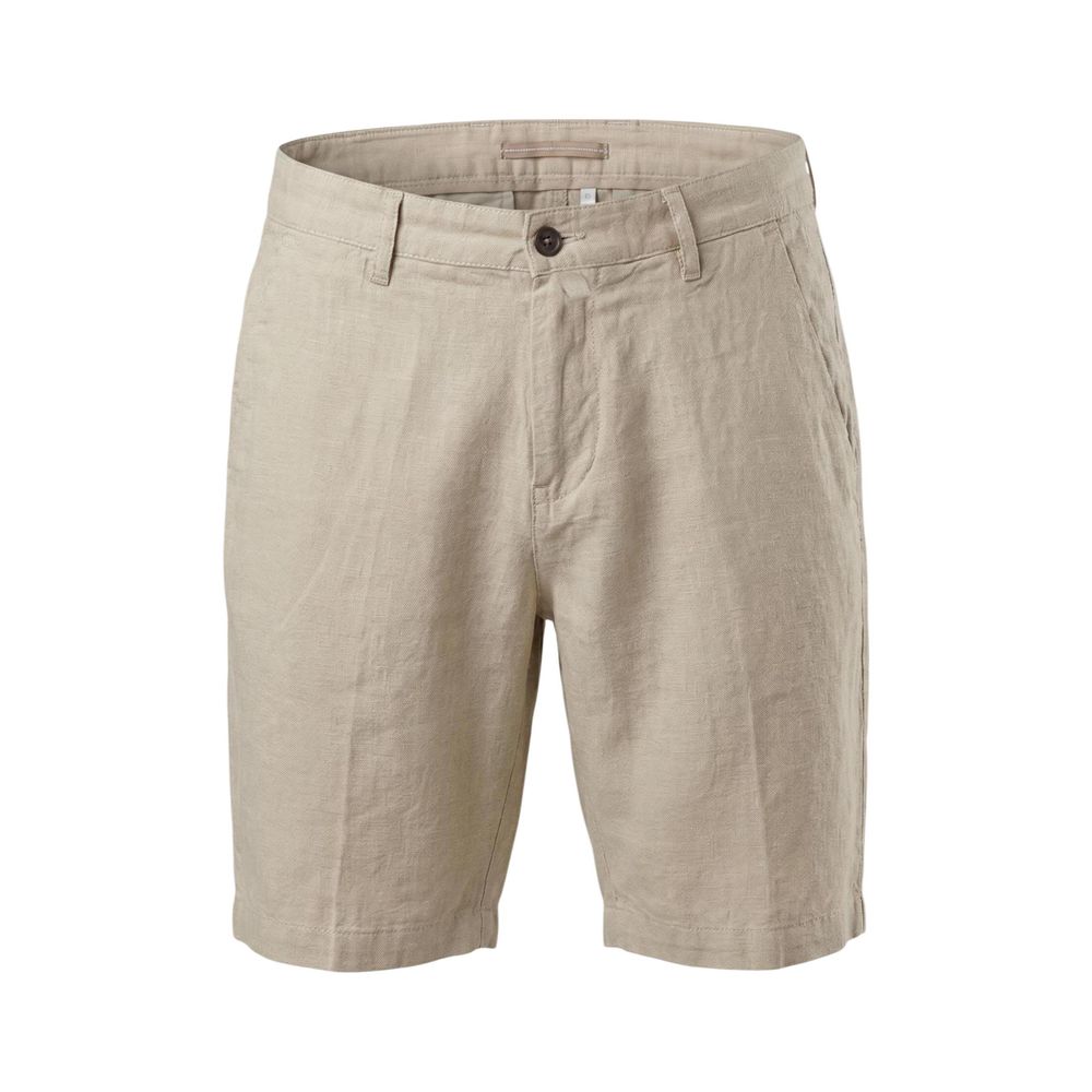 Borghese Men's Relaxed Fit Regular Linen Bermuda Shorts - Beige