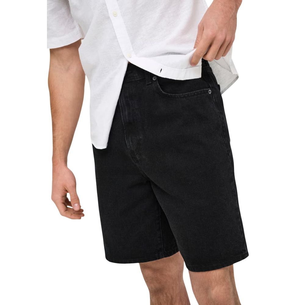 Only & Sons Men's Relaxed Fit Regular Organic Cotton Bermuda Shorts - Black Natural