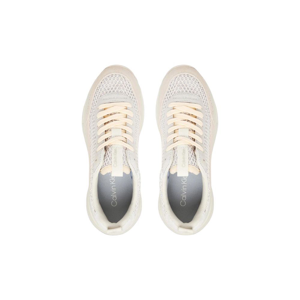 Sneakers by Calvin Klein Jeans for women in leather beige & signature presents a on trend silhouette from the City Women's Chunky Leather Sneakers collection, showcasing a on trend chunky style for an elevated aesthetic.