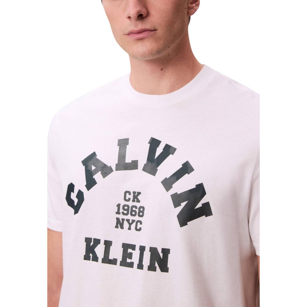 Calvin Klein Jeans Men's Relaxed Fit Regular Crew Neck Denim Cotton T-Shirt - Natural White