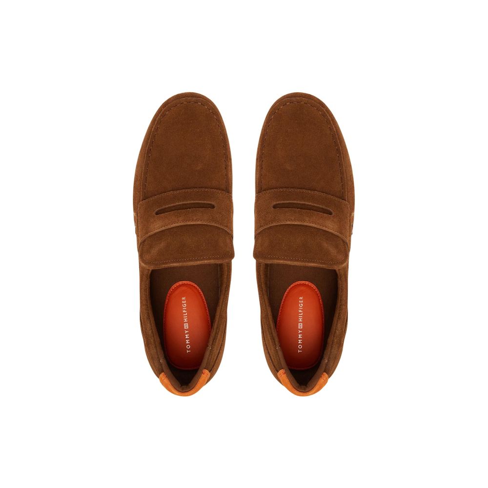 Tommy Hilfiger Men's Suede Leather & Rubber Loafer Slip-On Strap Shoes - Brown Signature