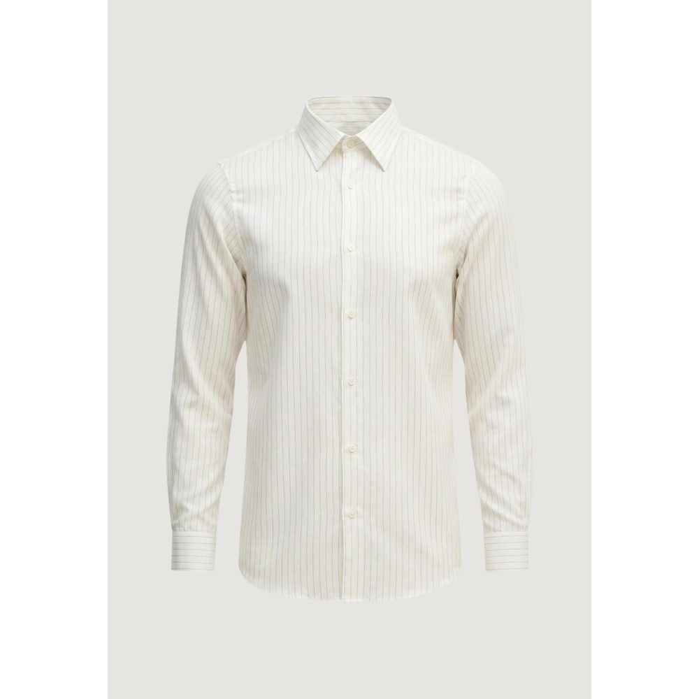 Armani Exchange Classic Line Men's Regular Fit Long-Sleeve Viscose Shirt - Bicolour Patterned Striped