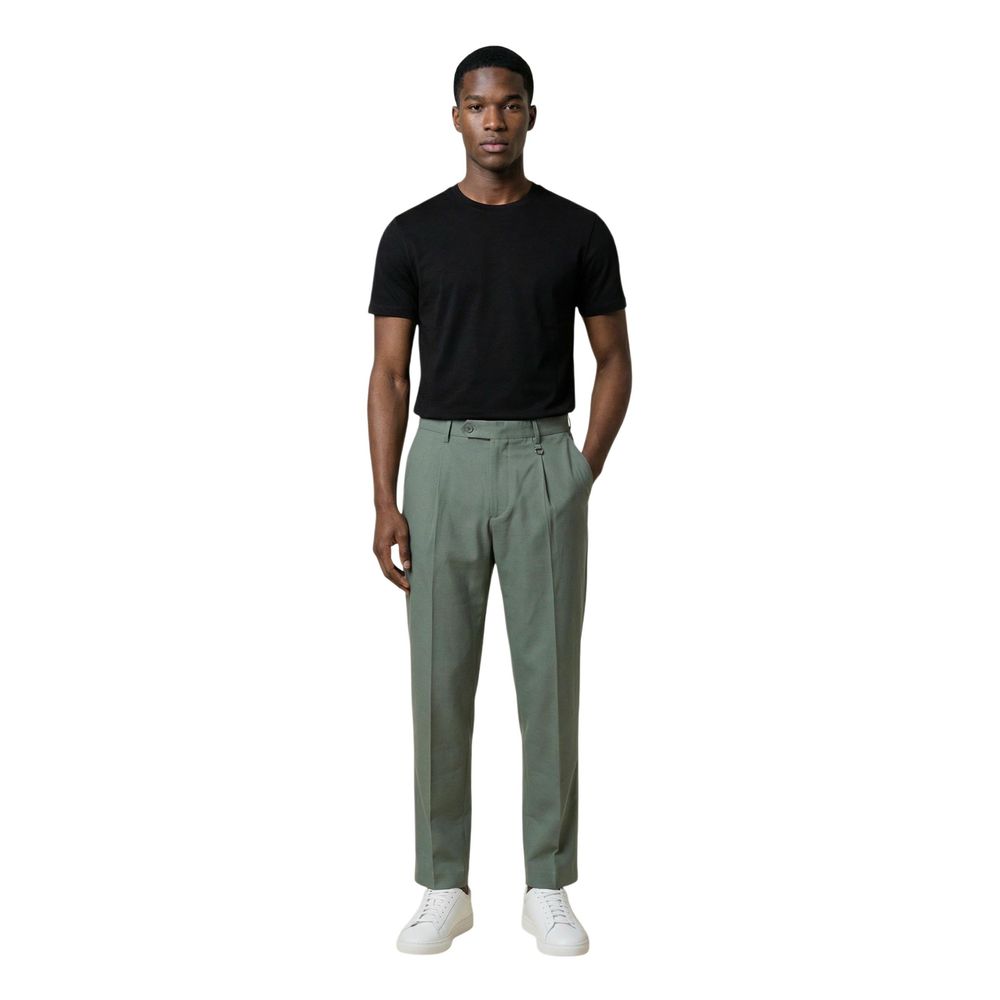 Antony Morato Men's Straight Leg Regular Fit Lyocell & Cotton Trousers - Green Natural