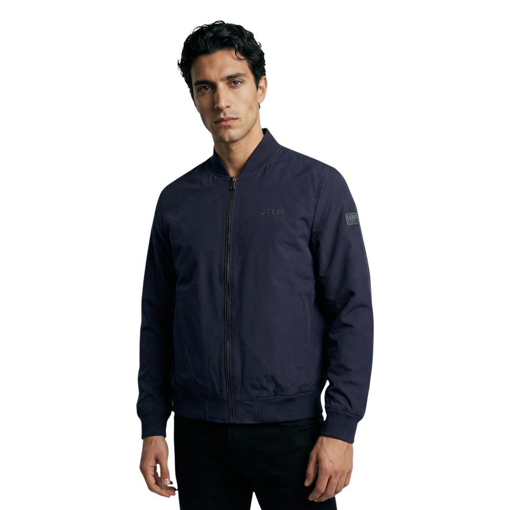 Guess Men's Polyester Bomber Jacket - Blue