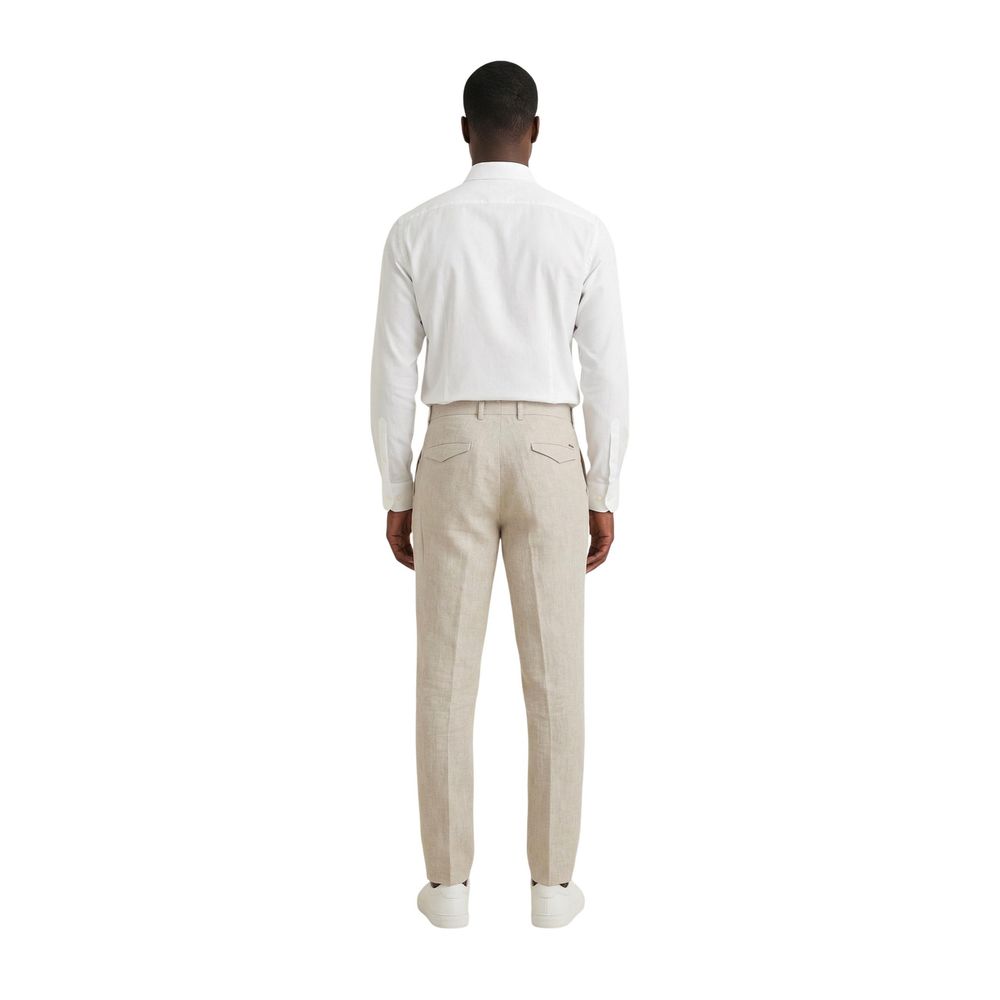 Gianni Lupo Men's Regular Fit Linen Trousers - Beige Natural