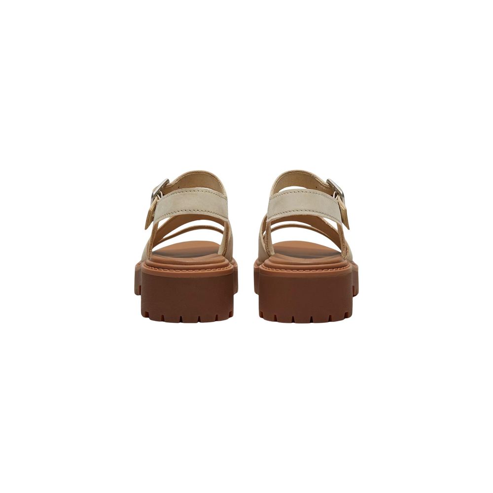 Timberland Women's Leather Platform Ankle Strap Sandals - Beige