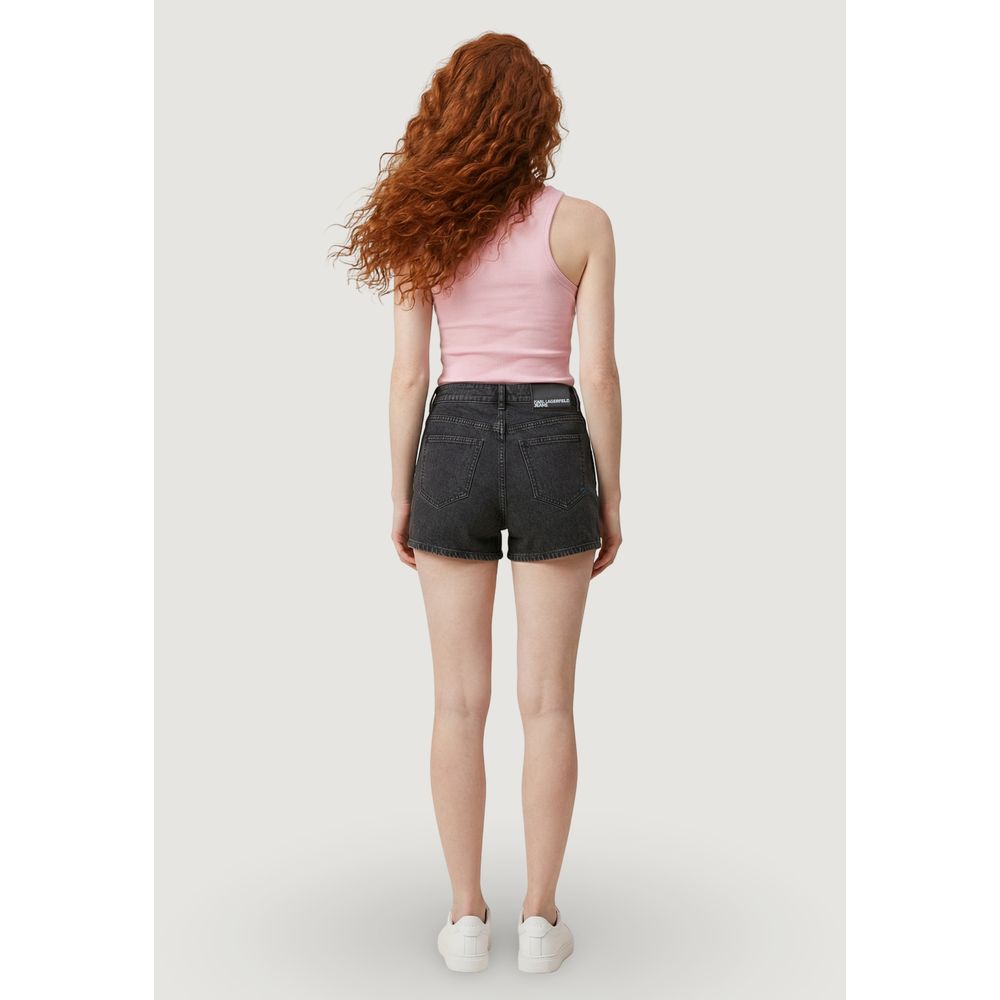 Karl Lagerfeld Women's High Rise Denim Cotton Shorts - Black