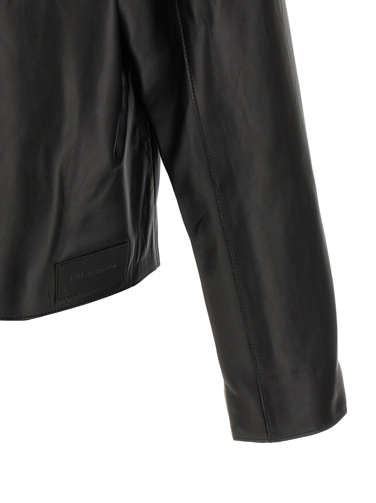 Jacket by Ami Paris for men in lamb leather black & silver features a smart silhouette, perfectly accentuated by its unique and functional for a smart finish.