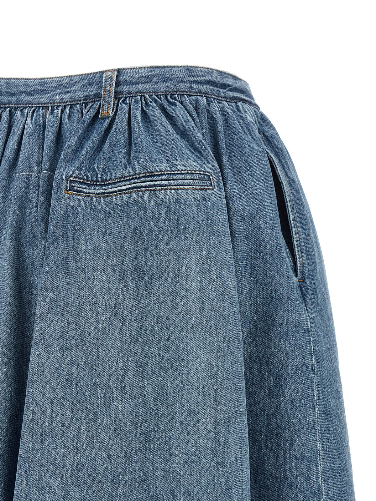 MM6 Maison Margiela Women's Wide Denim Cotton Shorts - Blue White Signature