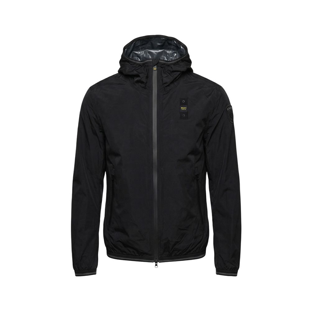 Blauer Men's Polyamide Hooded Windbreaker Jacket - Black