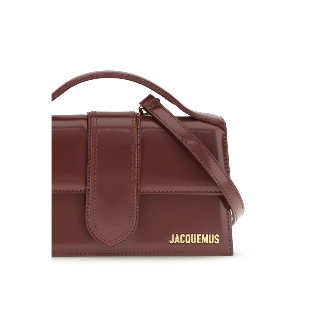 Jacquemus Le Grand Bambino Bos Taurus Calf Leather Compact Shoulder Flap Bag - Bordeaux Gold